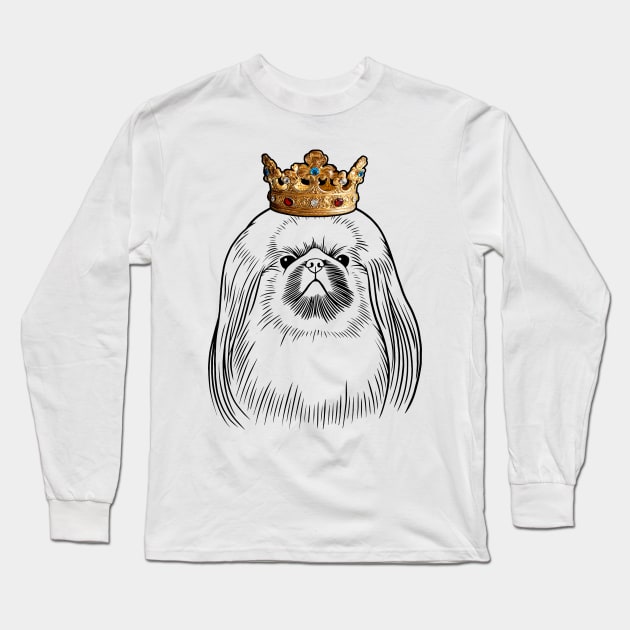 Pekingese Dog King Queen Wearing Crown Long Sleeve T-Shirt by millersye